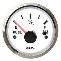 KUS Fuel Tank Gauge White w SS Bezel 12/24V 240-33 OHMs 43710