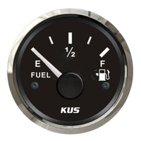 KUS Fuel Tank Gauge Black w SS Bezel 12/24V 240-33 OHMs 43712