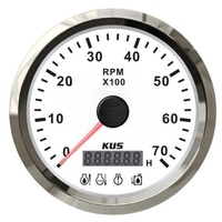 KUS Tacho w Hourmeter White w SS Bezel 12/24V 43756