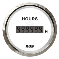 KUS Digital Hour Meter White w SS Bezel 12/24V 43716