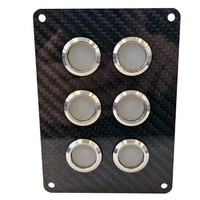 Viper Elite CF LED 6 Gang 20A LED Backlit On Off Carbon Fibre Switch Panel  IP67 20A 90242-20CF