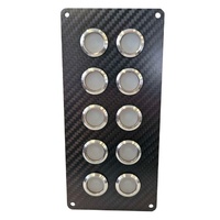 Viper Elite CF LED 10 Gang 20A LED Backlit On Off Carbon Fibre Switch Panel  IP67 20A 90272-20CF
