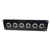 Viper Elite CF LED 6 Gang In Line 20A LED Backlit On Off Carbon Switch Panel  IP67 90232-20CF
