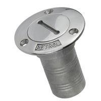 Stainless Steel  Petrol Deck Filler for 38mm ID Hose has Compact Flush 74mm Flange  29638