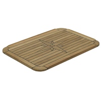 Rectangular Teak Table Top 900 x 580mm Nautic Star with Compass Rose Design