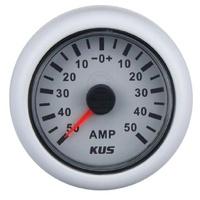 KUS White 12/24V Ammeter with Shunt 52mm Cut Out 40120W