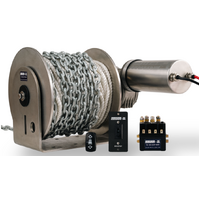 Muir DW06 12V 316 SS Drum Winch with Rope Chain Kit Suits Boats 4 - 7 Metres F331058