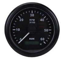 KUS Tacho w Hours Black w SS Bezel 12/24V 43750