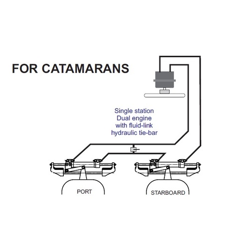 Admiral Twin COMPACT DCFL8  Twin Outboard Steering Kit OBKIT1 twin Cylinder Kit with Fluid Link