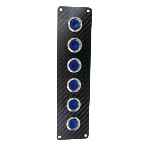 Elite Carbon 6 Gang Blue Backlit LED Switch Panel 15A IP67  Viper 90230-15CF