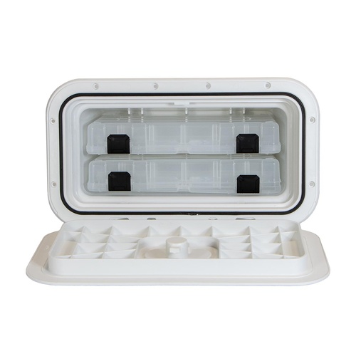 Tackle Centre 2 Drawer Storage Locker White Jim Black 174274 369 x 244mm