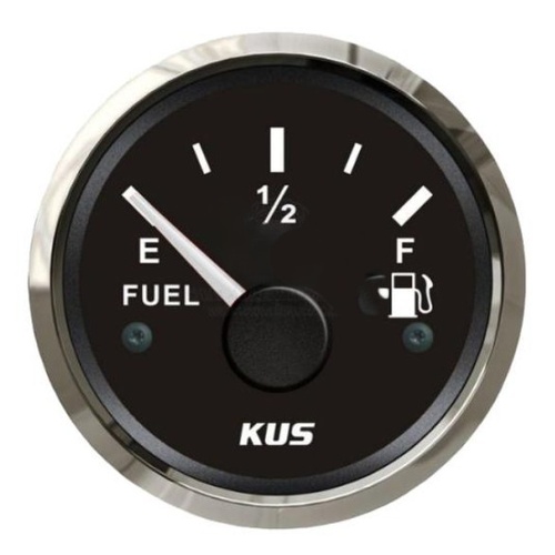 KUS Fuel Tank Gauge Black w SS Bezel 12/24V 240-33 OHMs 43712