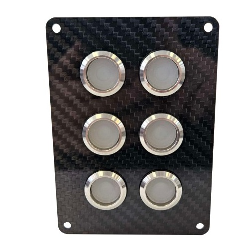 Viper Elite CF LED 6 Gang 20A LED Backlit On Off Carbon Fibre Switch Panel  IP67 20A 90242-20CF