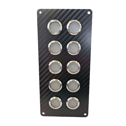Viper Elite CF LED 10 Gang 20A LED Backlit On Off Carbon Fibre Switch Panel  IP67 20A 90272-20CF