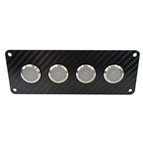 Viper Elite CF LED 4 Gang In Line 20A LED Backlit On Off Carbon Switch Panel  IP67 90222-20CF