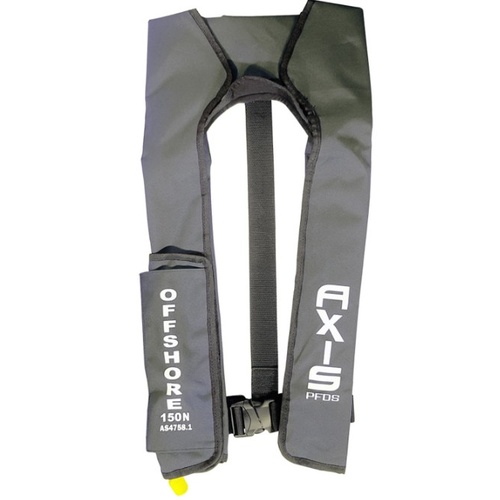Axis Inflatable PFD Grey Level 150N Adult Offshore Manual Release 