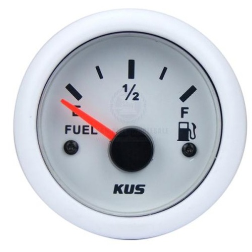 KUS Fuel Tank Gauge White 12/24V 0-190 OHMs Analogue 40108W