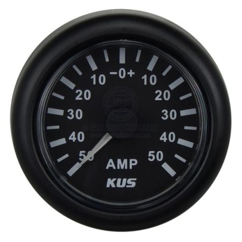 KUS Black 12/24V Ammeter with Shunt 52mm Cut Out 40120