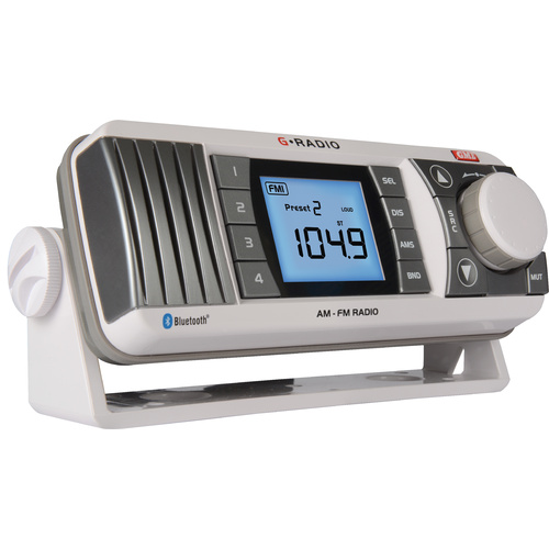 Waterproof Marine AM/FM Radio White GR300BTW with Bluetooth