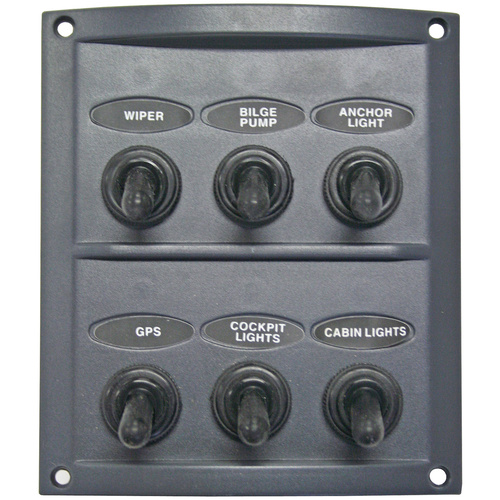 Switch Panel 6 Gang Wired with Rubber Boots