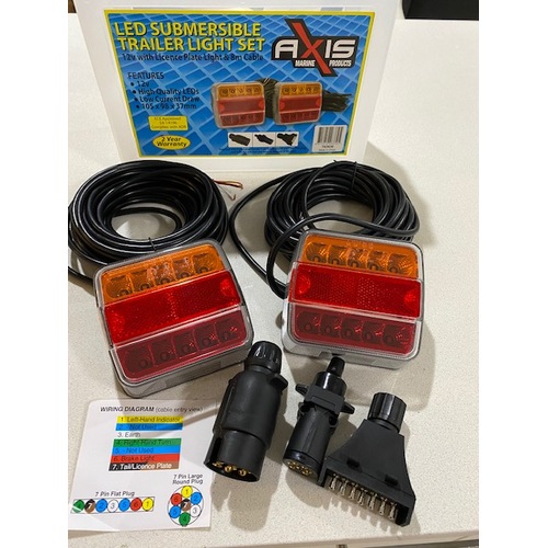 LED Trailer Light Kit 8m Cable & 3 Plugs - Axis