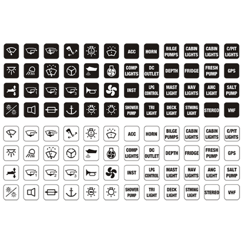 Name Plates 12mm Square for Switch Panel B&Wht
